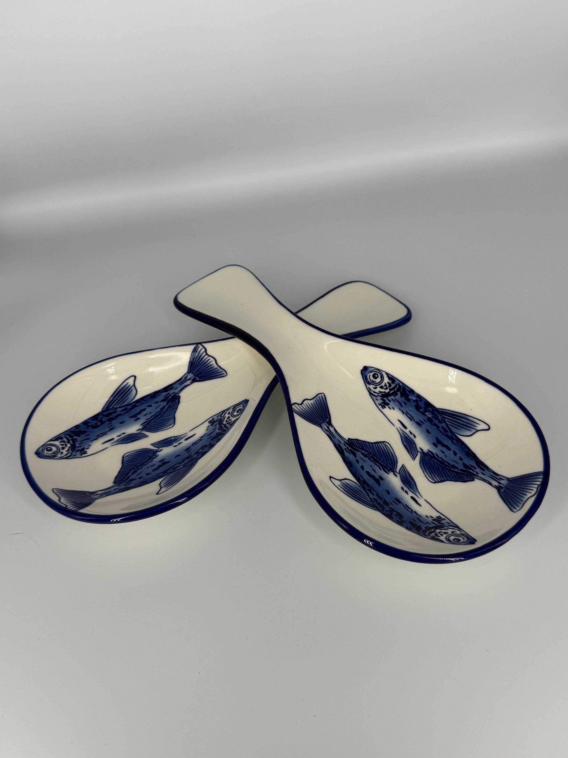 Seafood aperitief bordje/Lepel - Wit Blauw