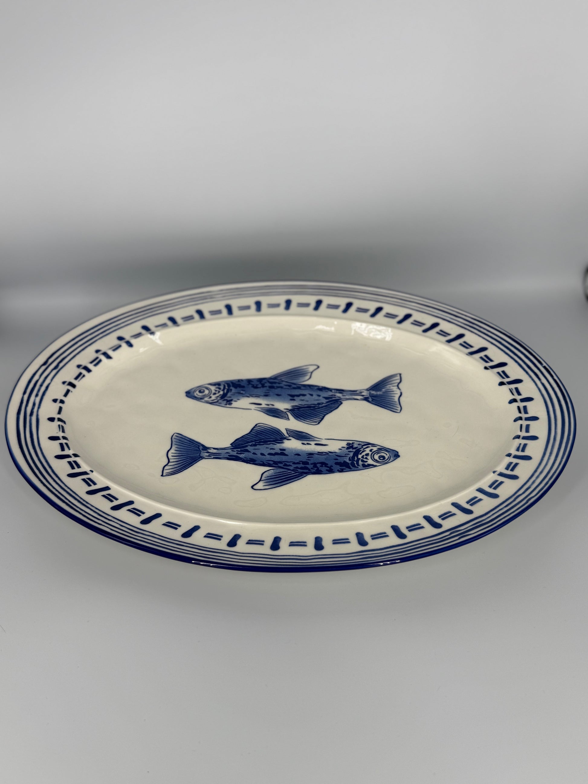 Seafood Plate Ovaal -Wit Blauw