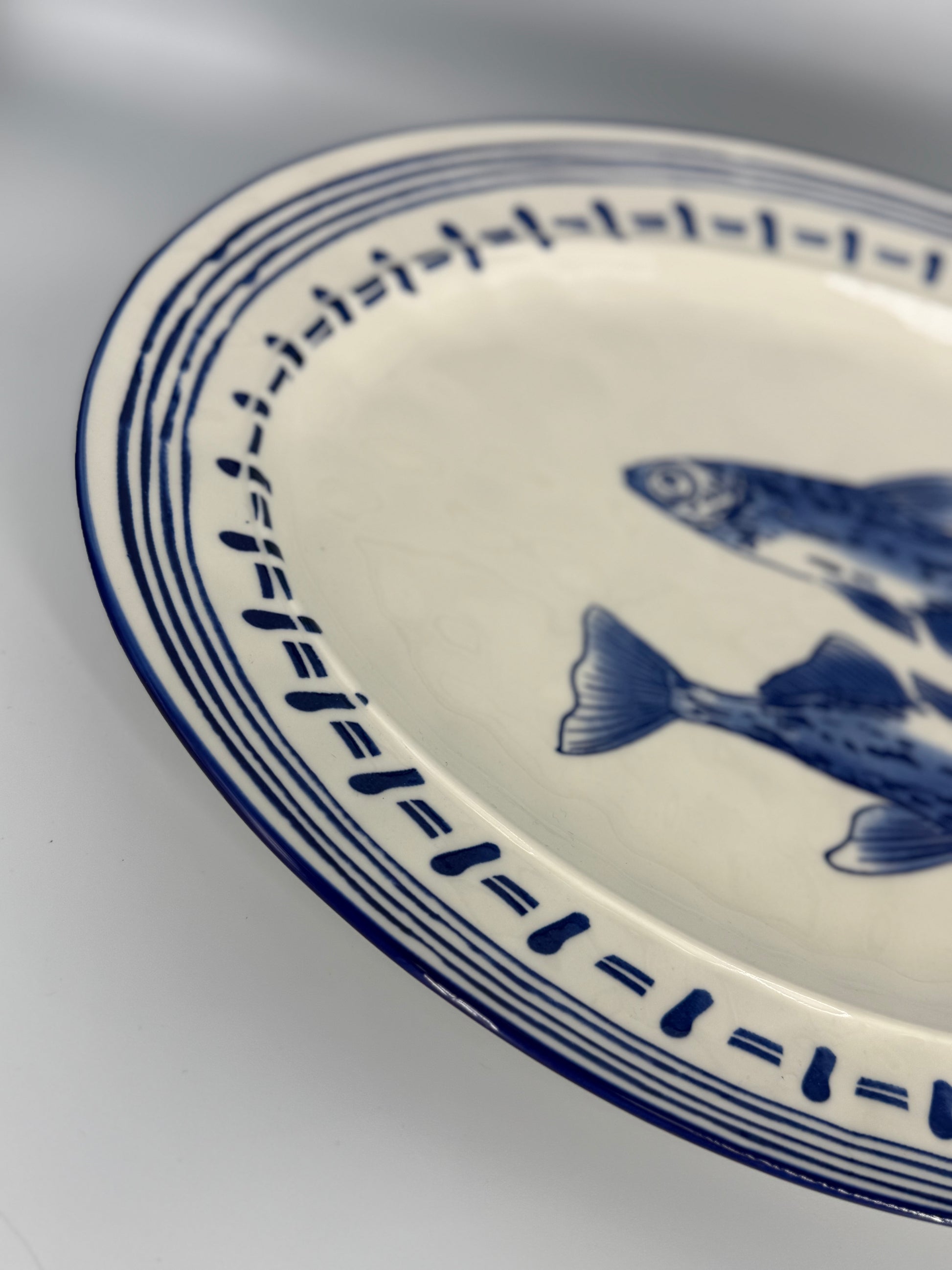 Seafood Plate Ovaal -Wit Blauw