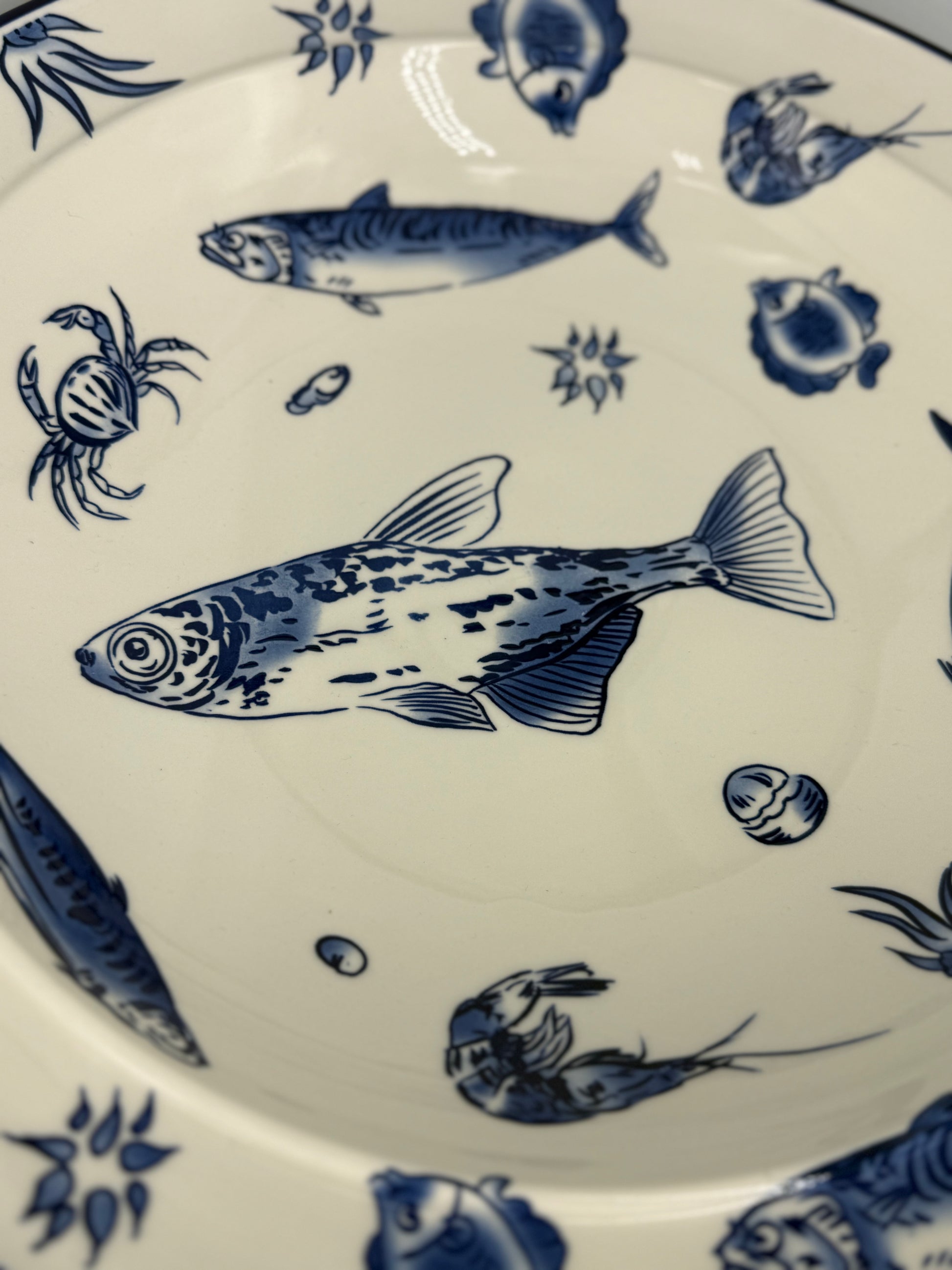 Seafood Plate Rond - Wit Blauw