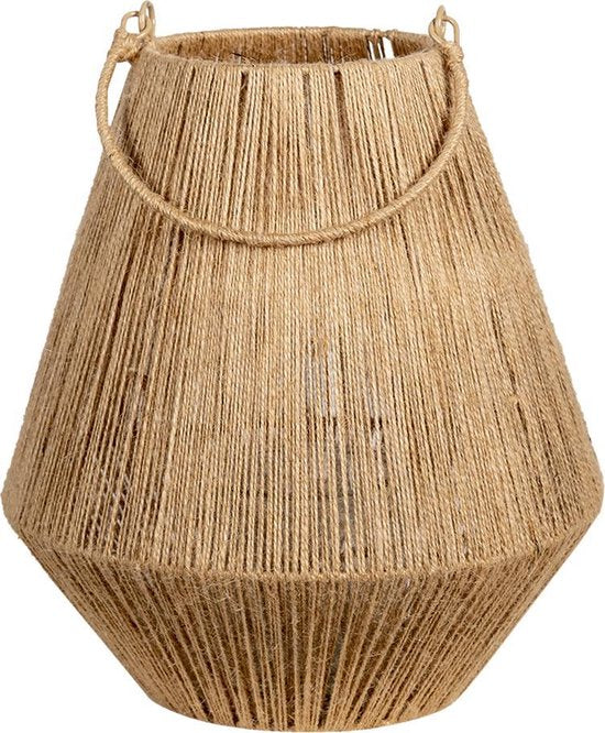 Lantaarn Jute Natural – Ø26 x H30 cm – Van der Leeden Mandwerk